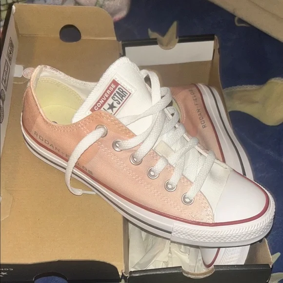 Converse Coral and White Low-Top Sneakers - Picture 1 of 3